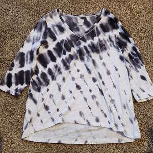 Chico's Black and White Women's Top,3/4 sleeve, Size 1